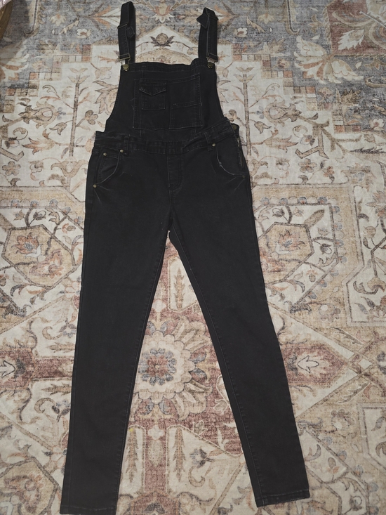 Wishlist Pants - Wishlist Black Denim Women's Overalls Skinny Fit